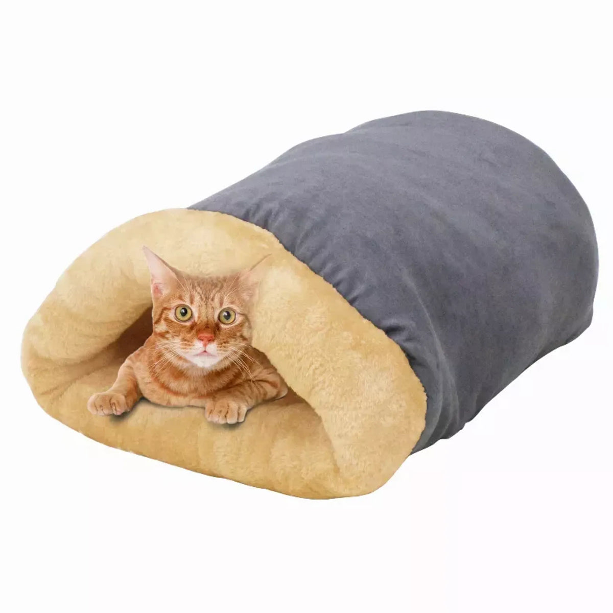GOOPAWS 4 in 1 Self Warming Burrow Cat Bed Pet Hideway Sleeping Cuddle Cave - Bellhaven & Co.