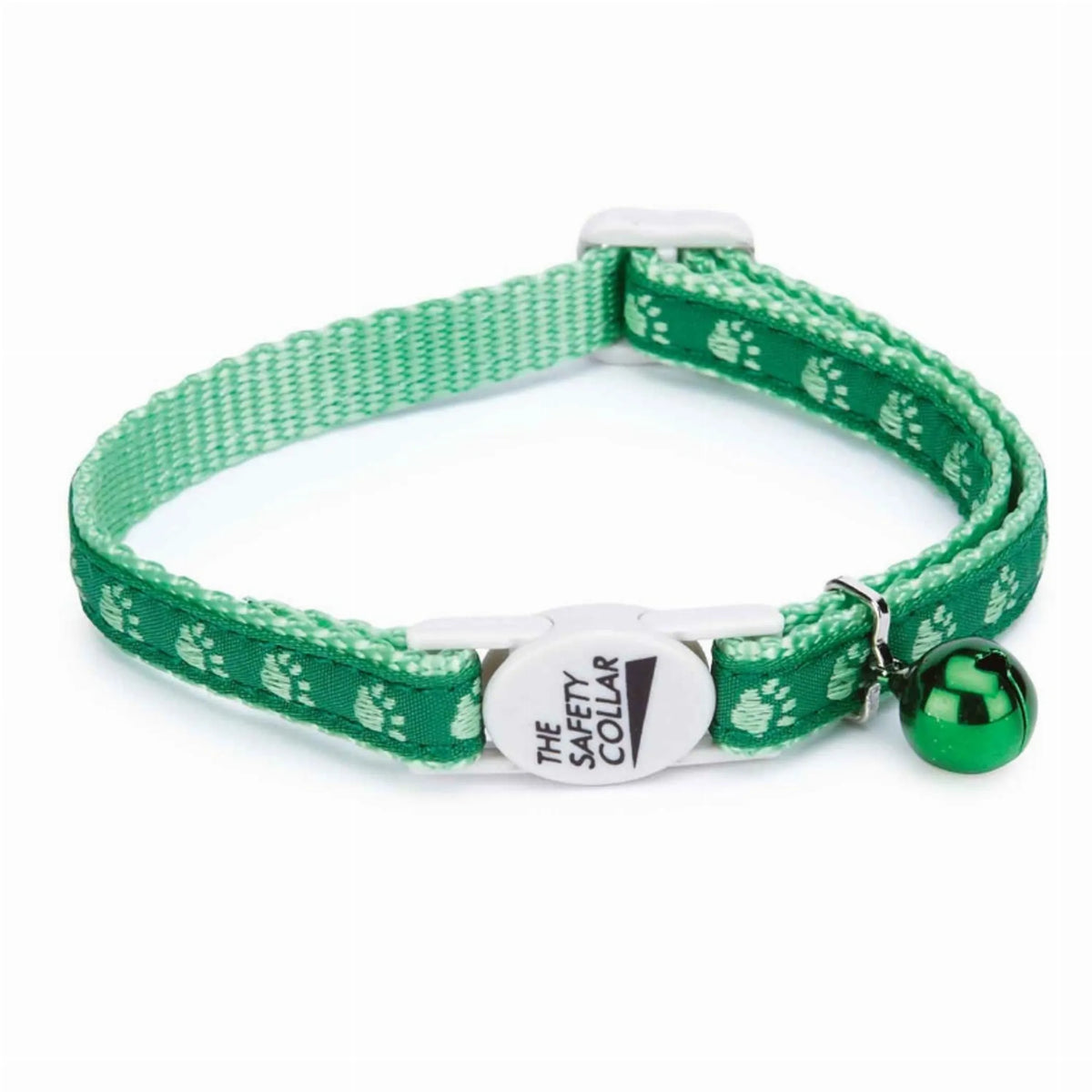 Meow Town TwoTone Cloth Pawprint Collar Safety Collar with Bell Multiple Colors - Bellhaven & Co.