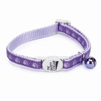 Meow Town TwoTone Cloth Pawprint Collar Safety Collar with Bell Multiple Colors - Bellhaven & Co.