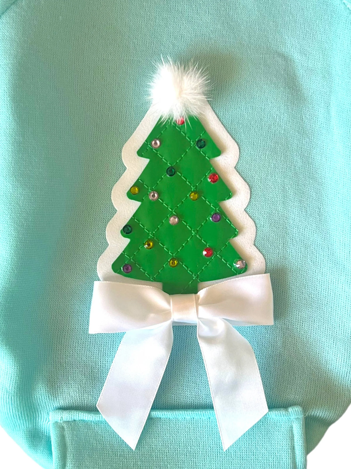 Quilted Christmas with Rhinestone Tree Dog Hoodie