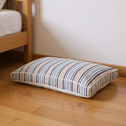 24" X 36" Gray Tan And White Striped Pillow Style Pet Bed With Removable Cover - Bellhaven & Co.