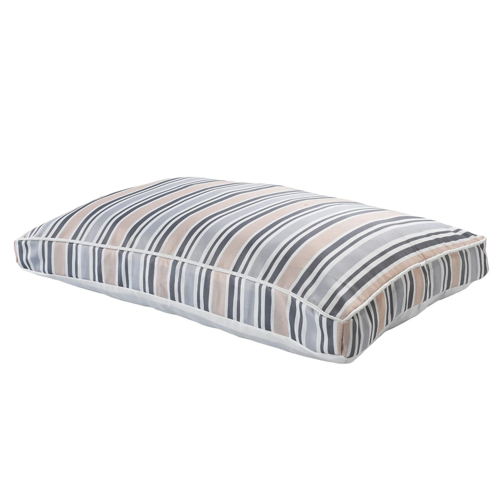 24" X 36" Gray Tan And White Striped Pillow Style Pet Bed With Removable Cover - Bellhaven & Co.