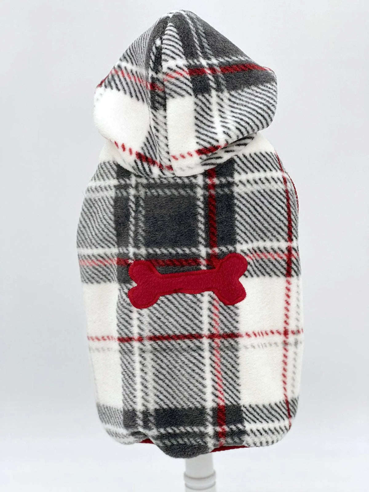 "Snowy Roads" Luxe Dog Fleece Blanket Hoodie in Lodge Plaid - Bellhaven & Co.