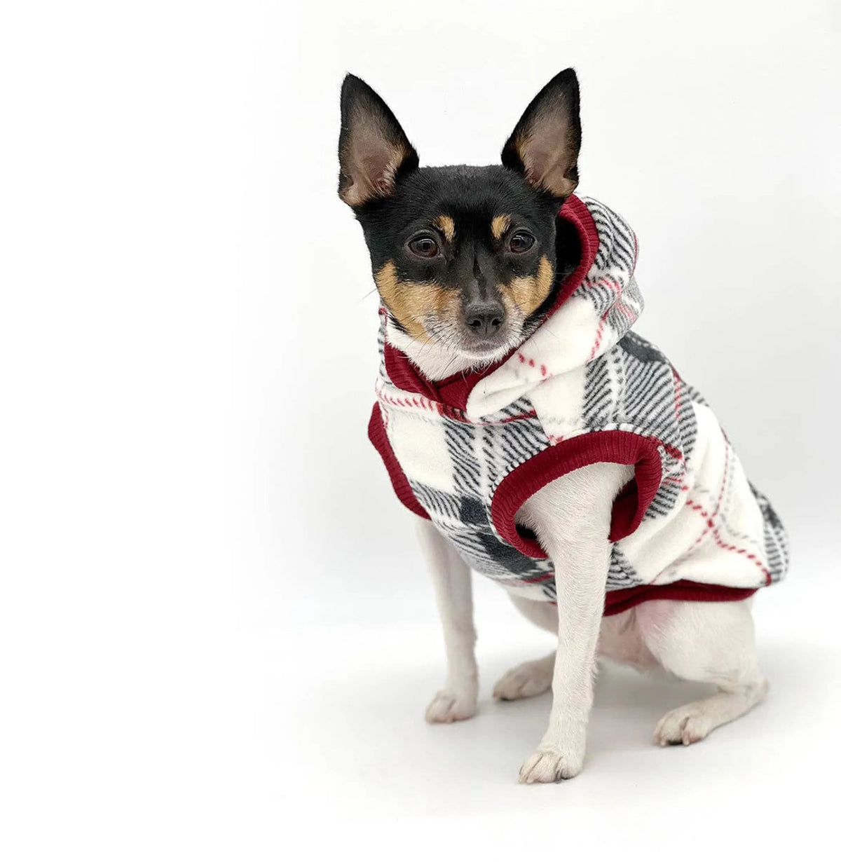 "Snowy Roads" Luxe Dog Fleece Blanket Hoodie in Lodge Plaid - Bellhaven & Co.
