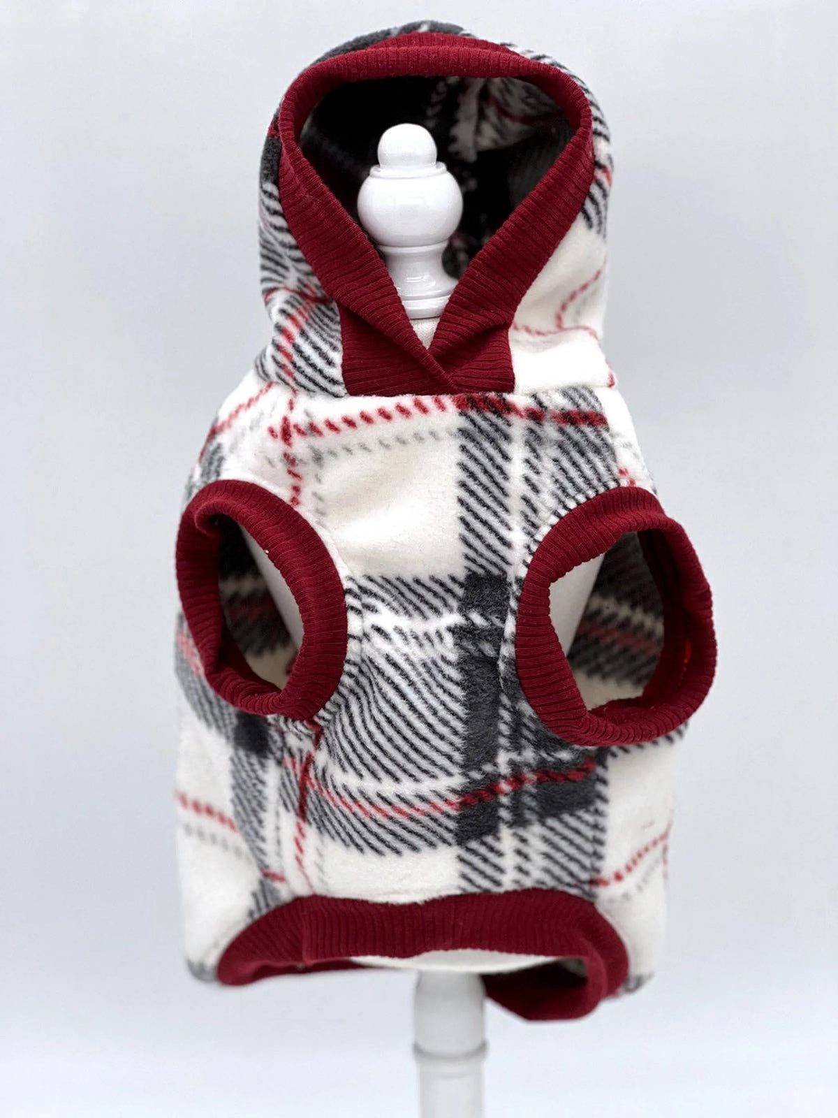 "Snowy Roads" Luxe Dog Fleece Blanket Hoodie in Lodge Plaid - Bellhaven & Co.