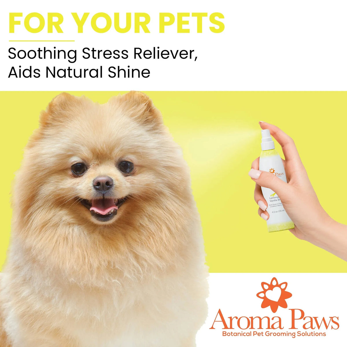Aroma Paws 4.5 Oz. Dog Coat Spray Lemongrass Vanilla Bean - Bellhaven & Co.