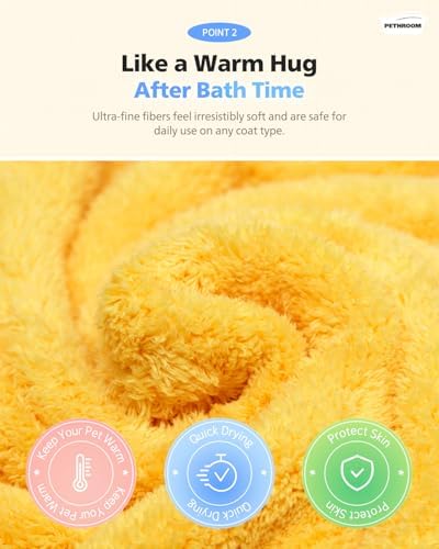 PETHROOM Ultra Absorbent Pet Towel Quick-Drying Soft Microfiber Dog & Cat Bath Towel