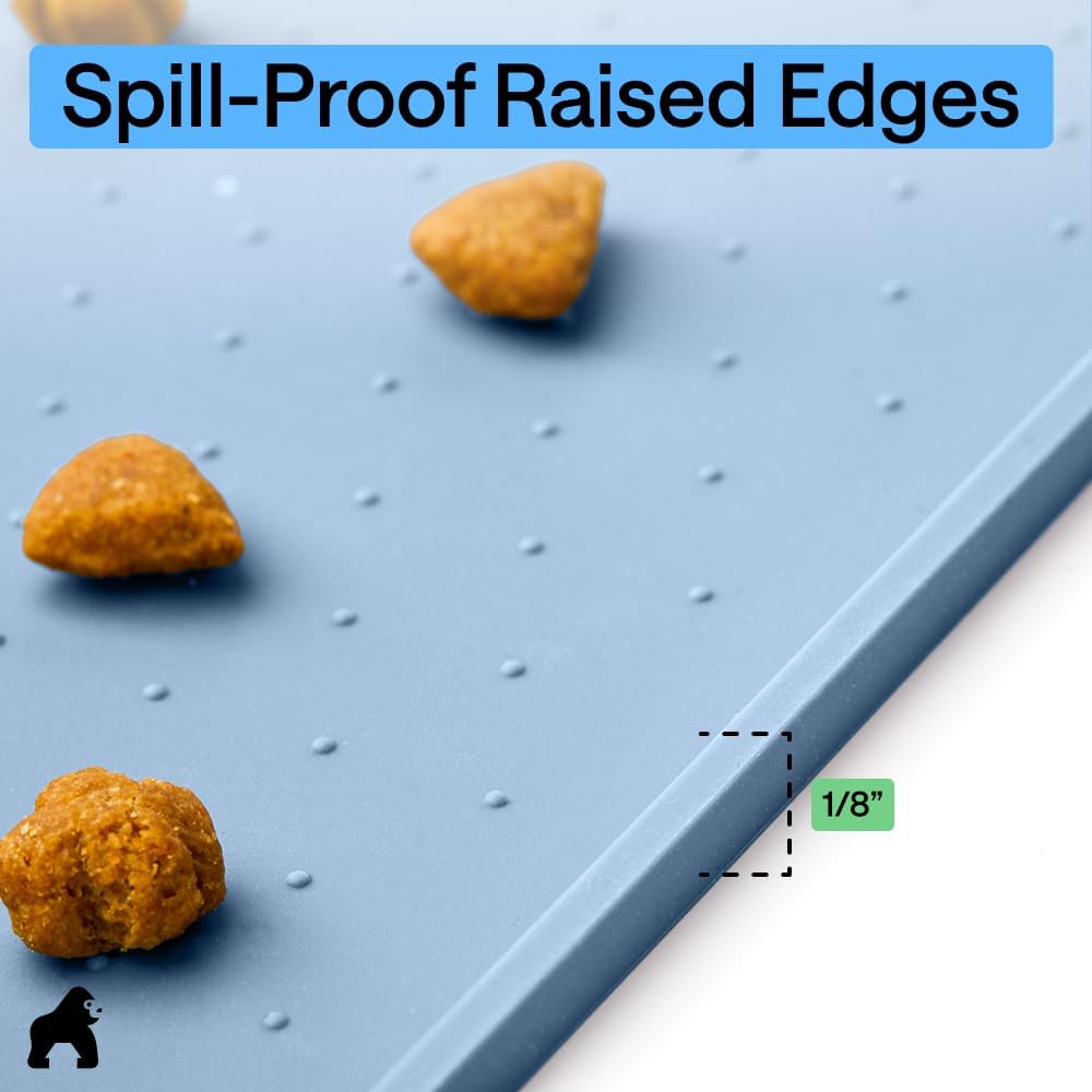 GORILLA GRIP 100% Waterproof Raised Edge BPA Free Silicone Pet Feeding Mat Dog and Cat - Bellhaven & Co.