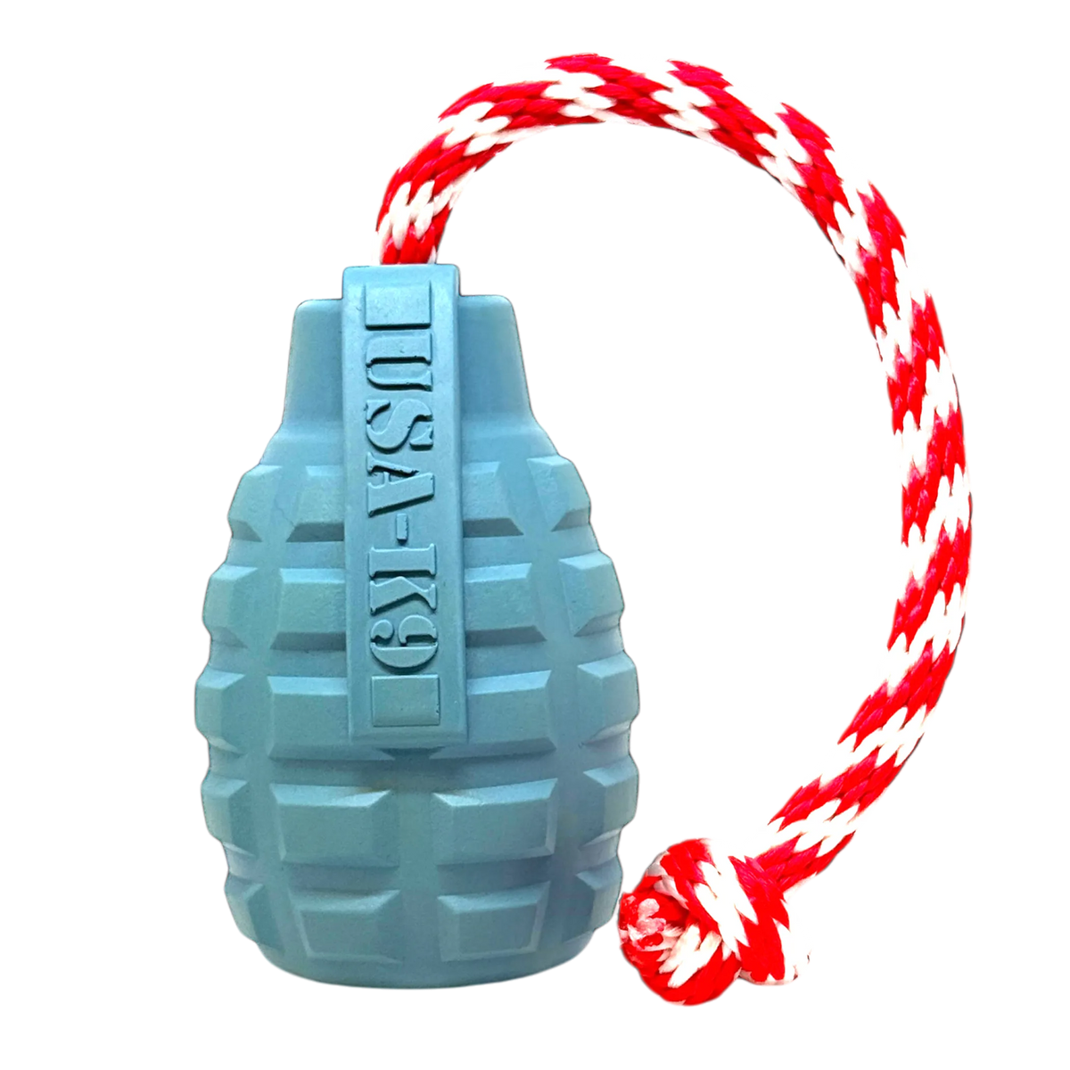 USA-K9 Grenade Shaped Rubber Dog Toy - Chew, Treat Dispenser & Tug Toy - Bellhaven & Co.