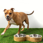 Elegant Pet Wood & Metal Feeder Double Diner for Dogs and Cats - Bellhaven & Co.