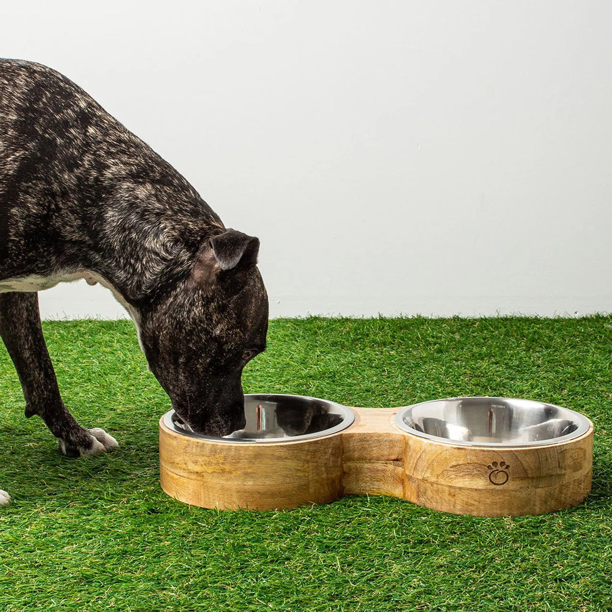 Elegant Pet Wood & Metal Feeder Double Diner for Dogs and Cats - Bellhaven & Co.
