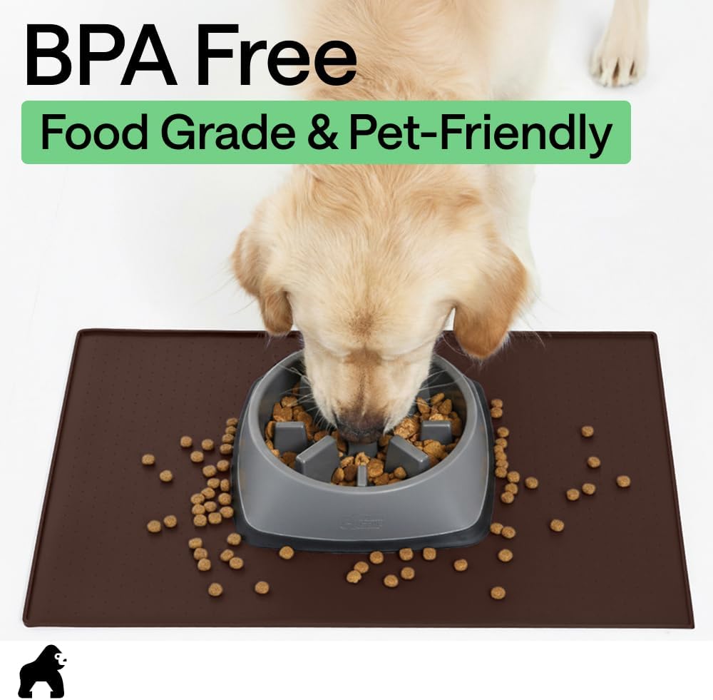 GORILLA GRIP 100% Waterproof Raised Edge BPA Free Silicone Pet Feeding Mat Dog and Cat - Bellhaven & Co.