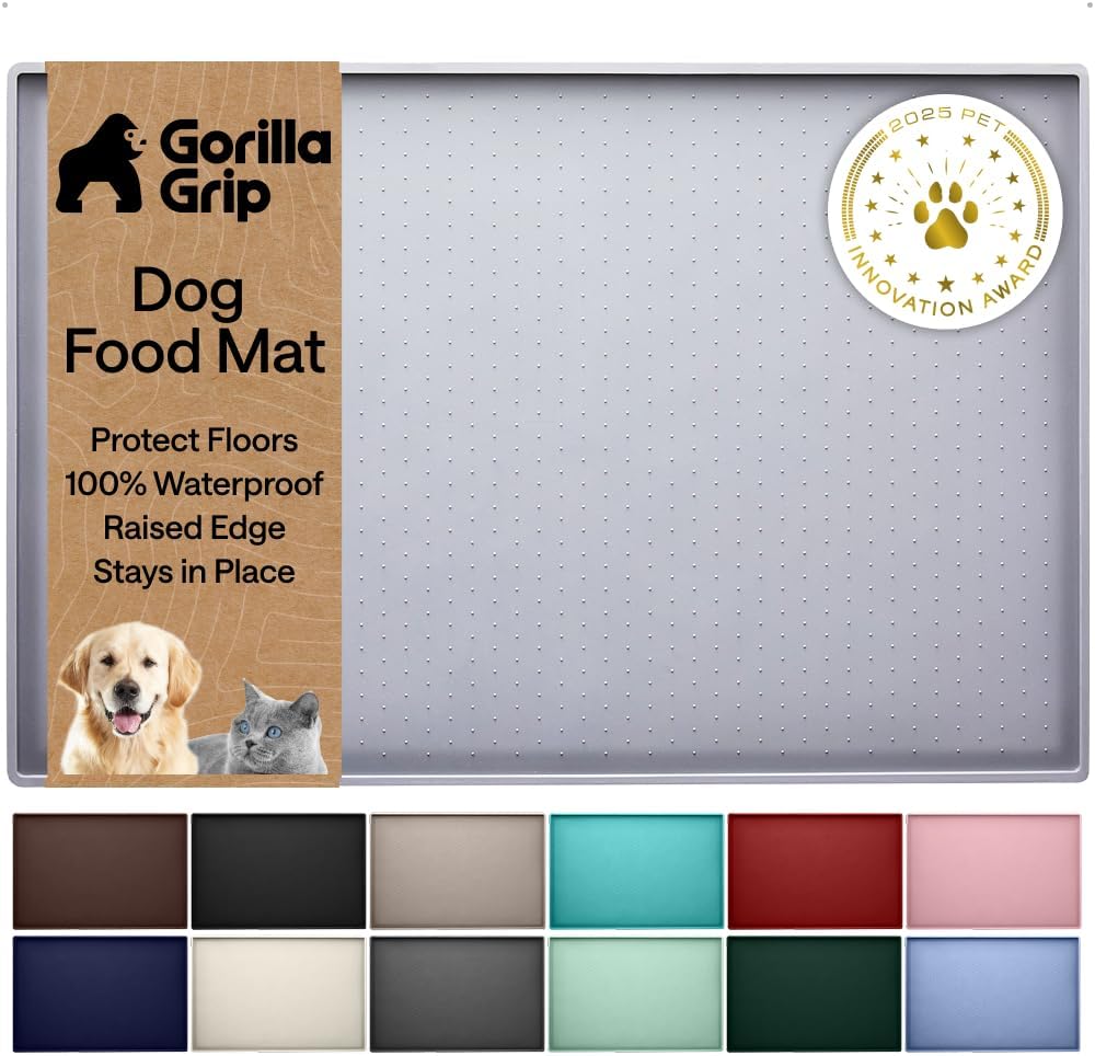 GORILLA GRIP 100% Waterproof Raised Edge BPA Free Silicone Pet Feeding Mat Dog and Cat - Bellhaven & Co.