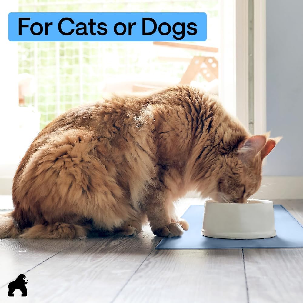 GORILLA GRIP 100% Waterproof Raised Edge BPA Free Silicone Pet Feeding Mat Dog and Cat - Bellhaven & Co.