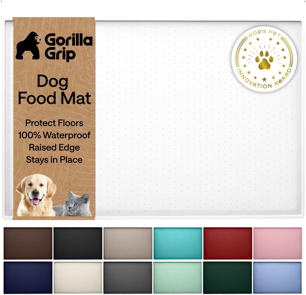 GORILLA GRIP 100% Waterproof Raised Edge BPA Free Silicone Pet Feeding Mat Dog and Cat - Bellhaven & Co.
