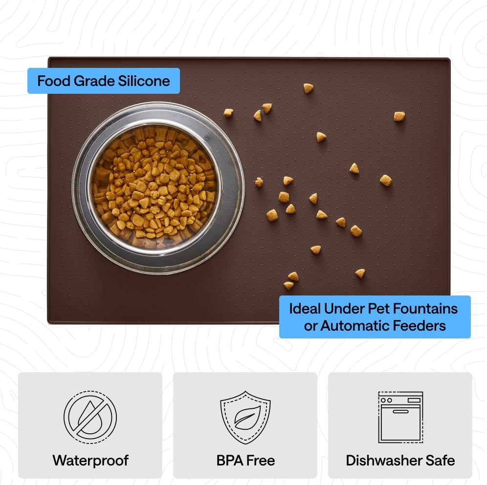 GORILLA GRIP 100% Waterproof Raised Edge BPA Free Silicone Pet Feeding Mat Dog and Cat - Bellhaven & Co.