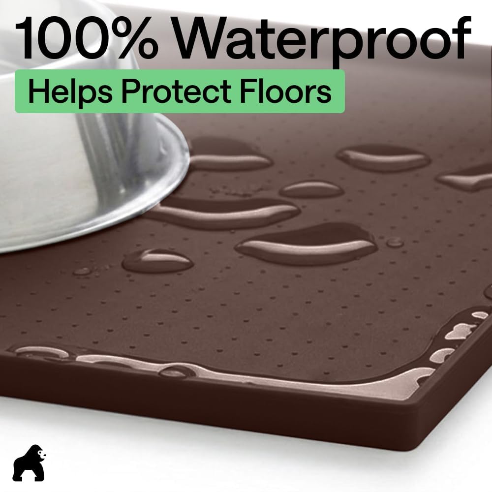 GORILLA GRIP 100% Waterproof Raised Edge BPA Free Silicone Pet Feeding Mat Dog and Cat - Bellhaven & Co.