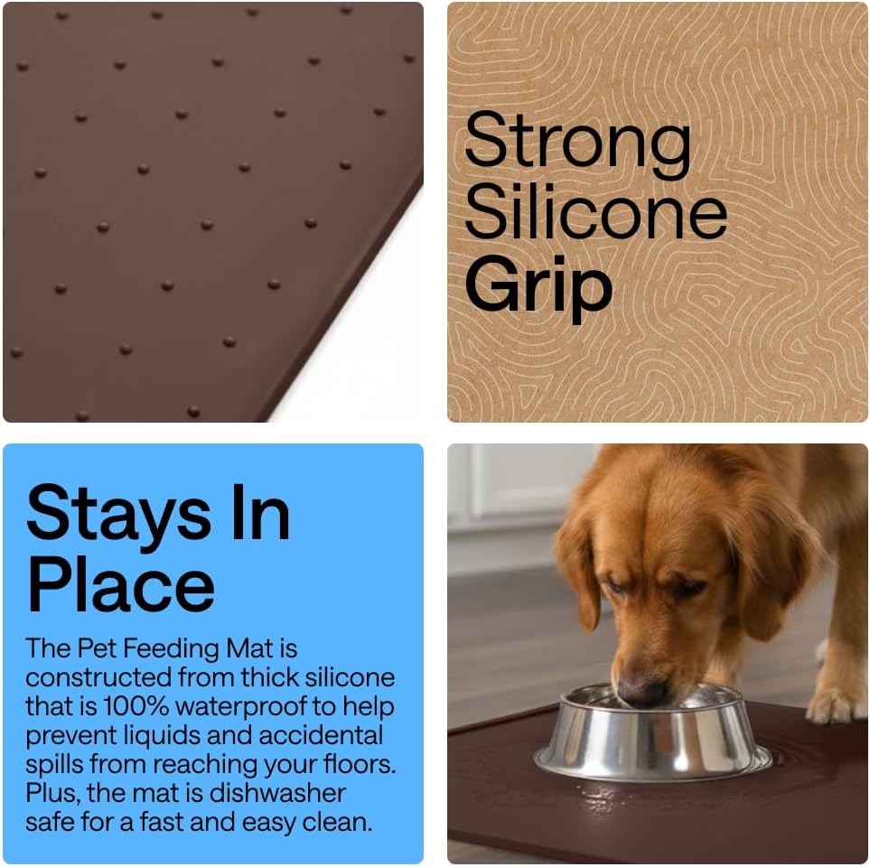 GORILLA GRIP 100% Waterproof Raised Edge BPA Free Silicone Pet Feeding Mat Dog and Cat - Bellhaven & Co.