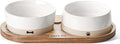 LE TAUCI Ceramic Dog and Cat Bowls Set with Acacia Wood Tray 2 Cup Weighted Non-Slip - Bellhaven & Co.