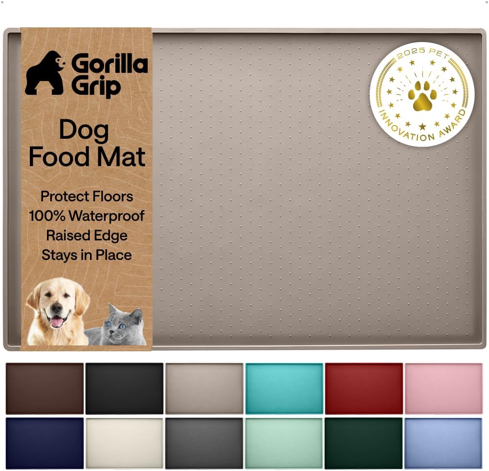 GORILLA GRIP 100% Waterproof Raised Edge BPA Free Silicone Pet Feeding Mat Dog and Cat - Bellhaven & Co.
