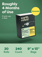 Earth Rated Dog Poop Bags on Refill Rolls Scented and Unscented 120-600 bag sets - Bellhaven & Co.