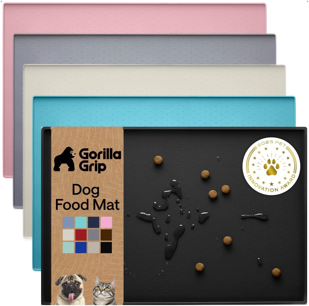 GORILLA GRIP 100% Waterproof Raised Edge BPA Free Silicone Pet Feeding Mat Dog and Cat - Bellhaven & Co.