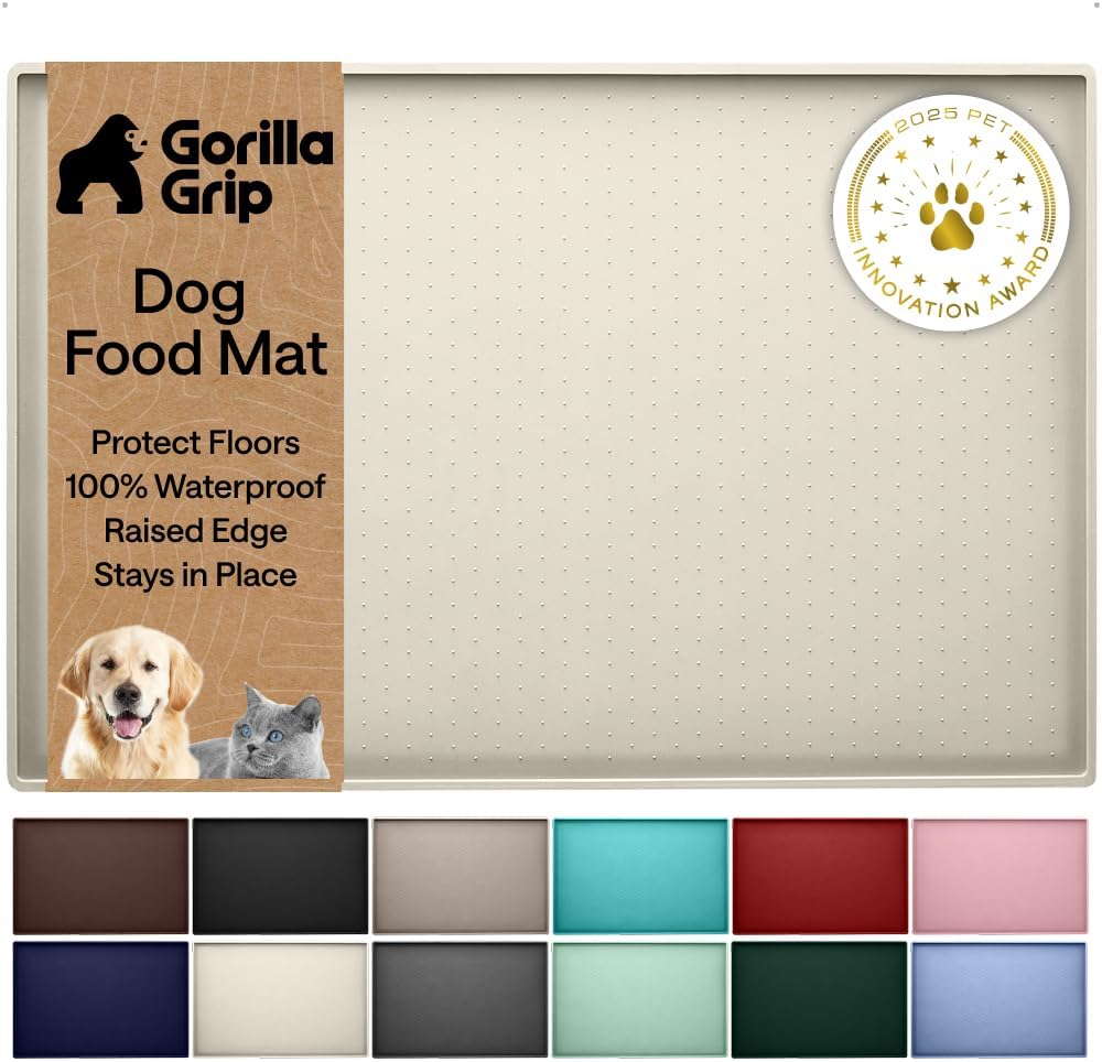 GORILLA GRIP 100% Waterproof Raised Edge BPA Free Silicone Pet Feeding Mat Dog and Cat - Bellhaven & Co.