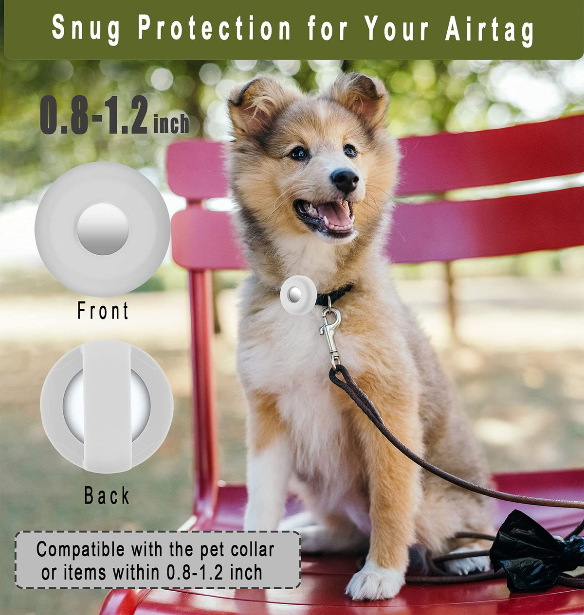 Airtag Holder for Dog or Cat Collar Silicone Air Tag Case Cover - Bellhaven & Co.