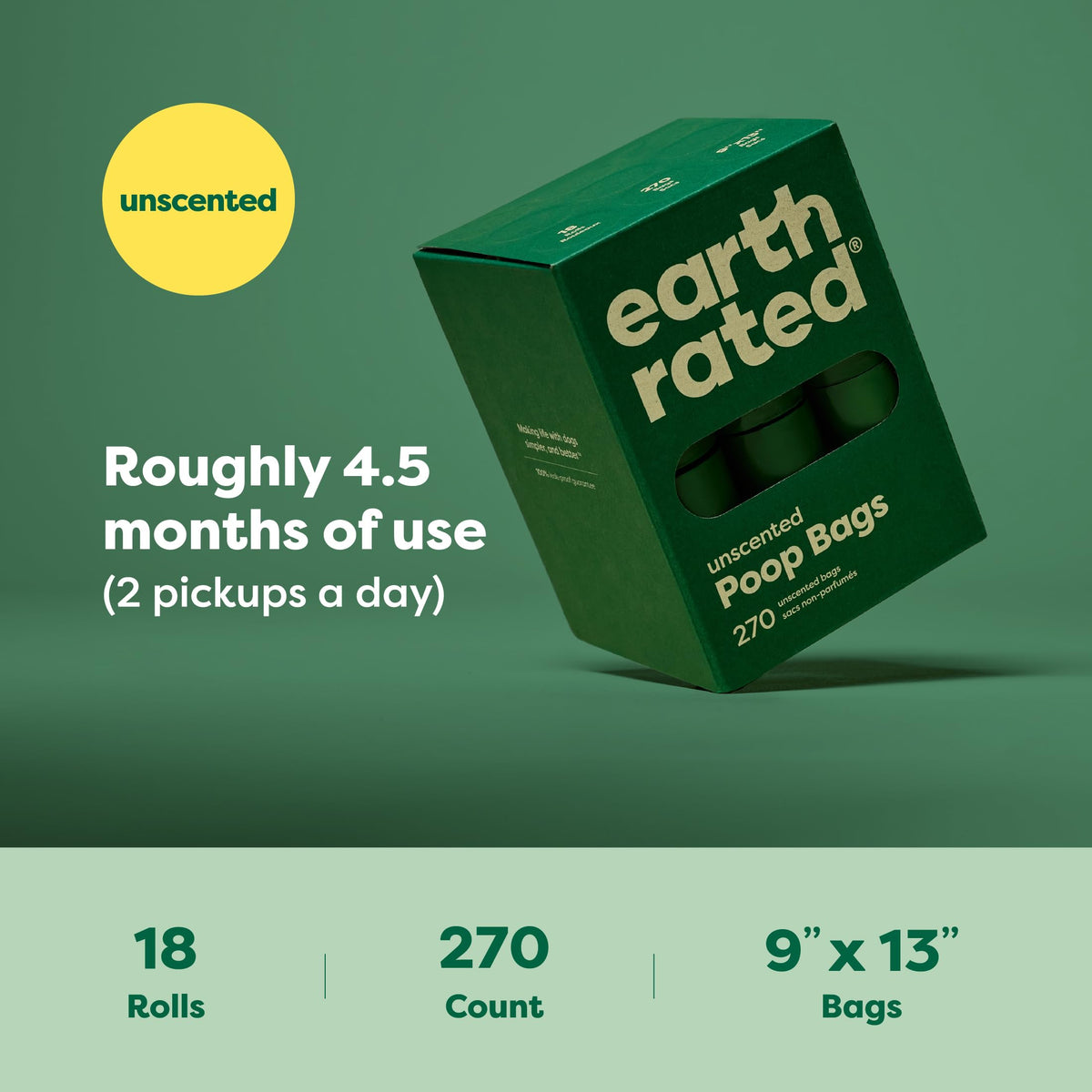 Earth Rated Dog Poop Bags on Refill Rolls Scented and Unscented 120-600 bag sets - Bellhaven & Co.