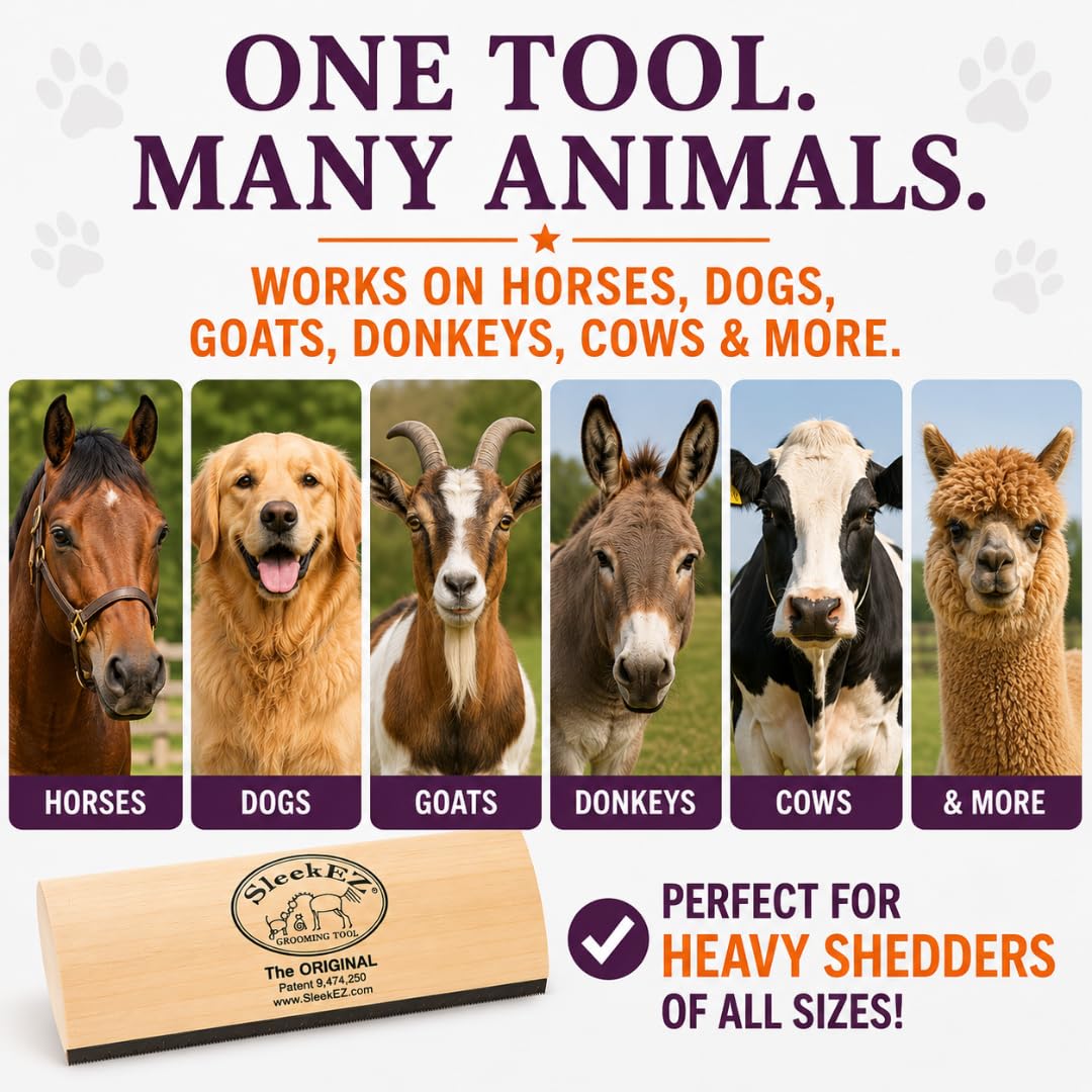 SleekEZ Grooming Brush for Shedding Patented Deshedding for Dog, Cats and Horses - Bellhaven & Co.