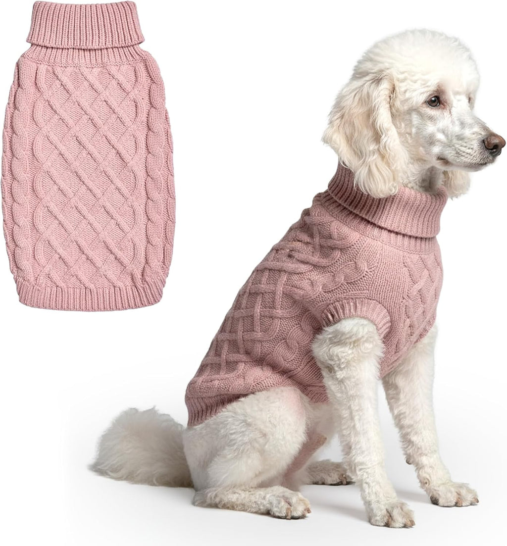 Spark Paws Knit Dog Sweater Pink Cableknit Color Med-4XL