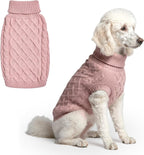 Spark Paws Knit Dog Sweater Pink Cableknit Color Med-4XL