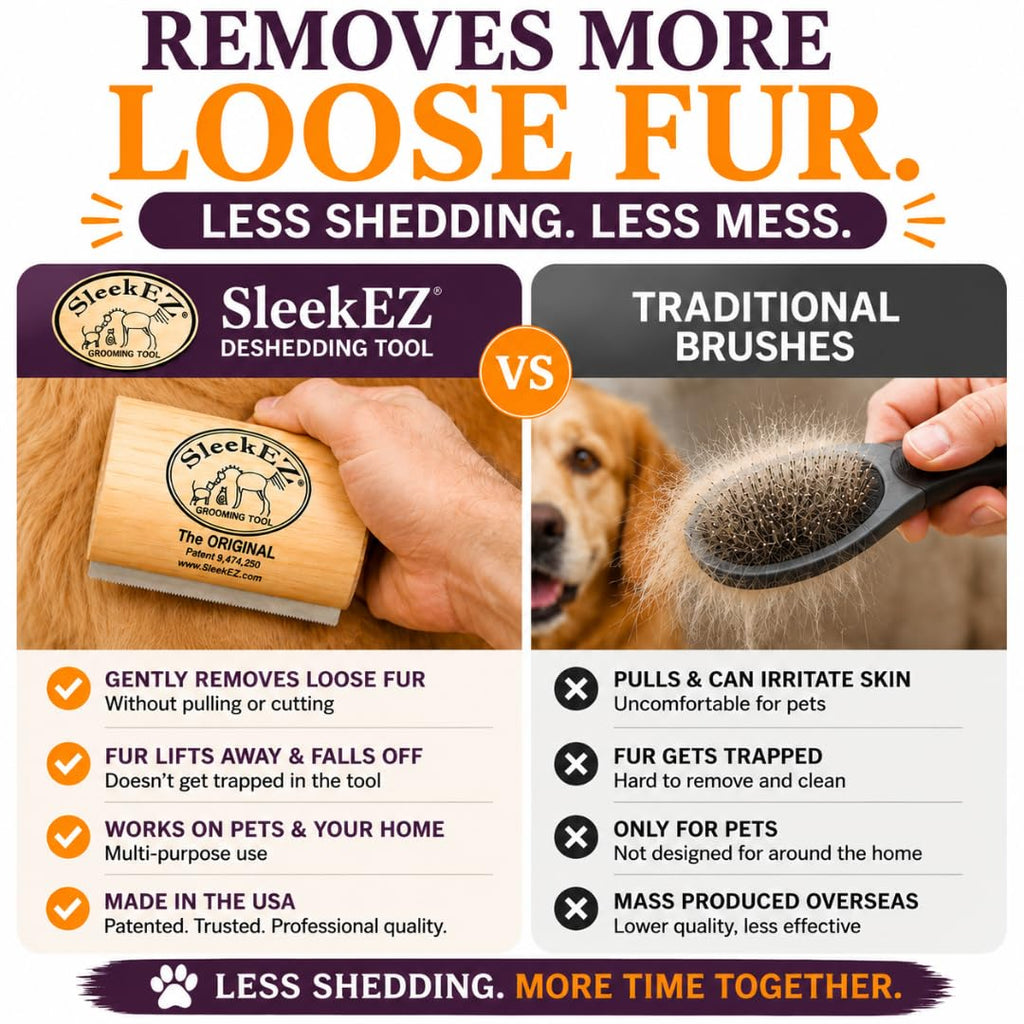 SleekEZ Grooming Brush for Shedding Patented Deshedding for Dog, Cats and Horses - Bellhaven & Co.