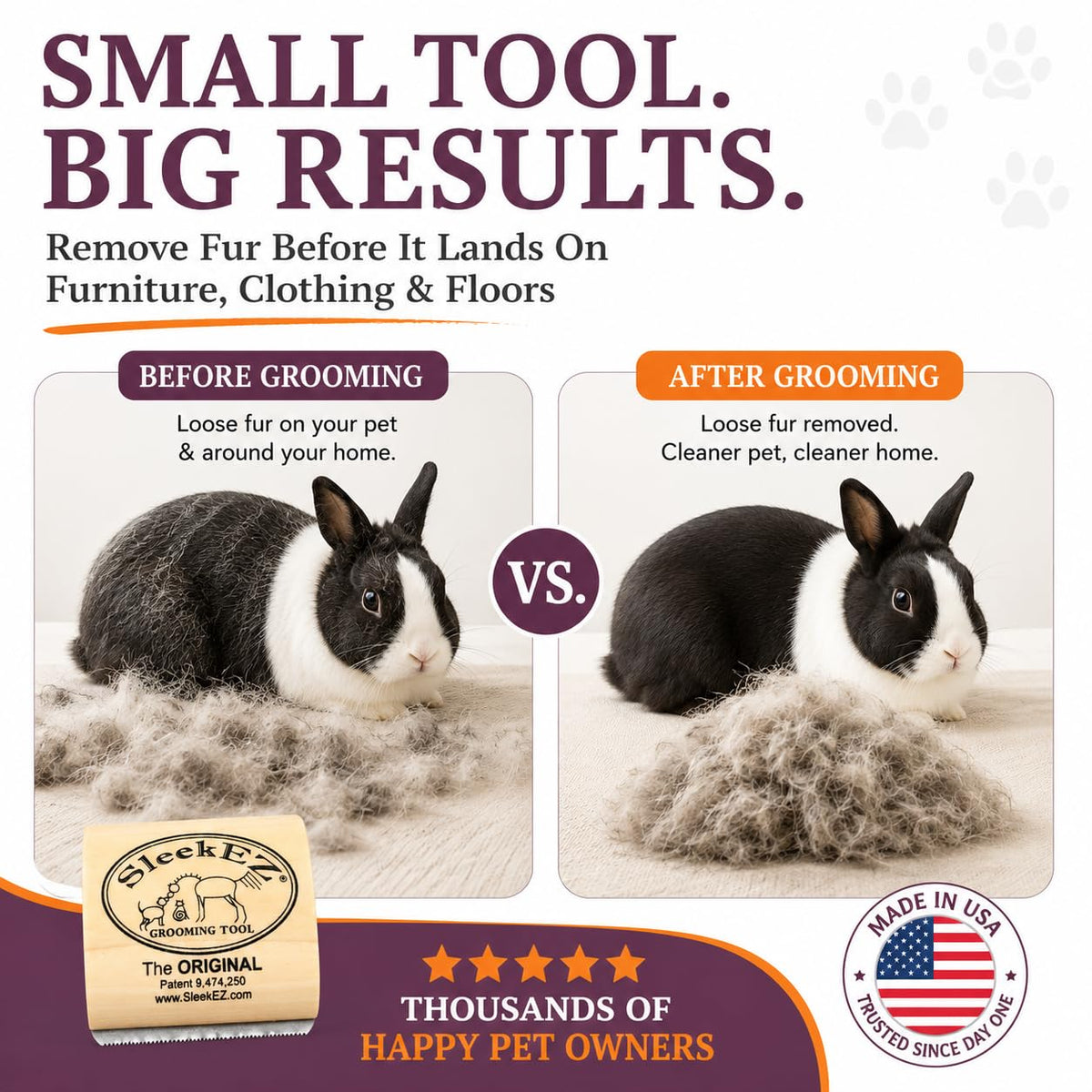 SleekEZ Grooming Brush for Shedding Patented Deshedding for Dog, Cats and Horses - Bellhaven & Co.