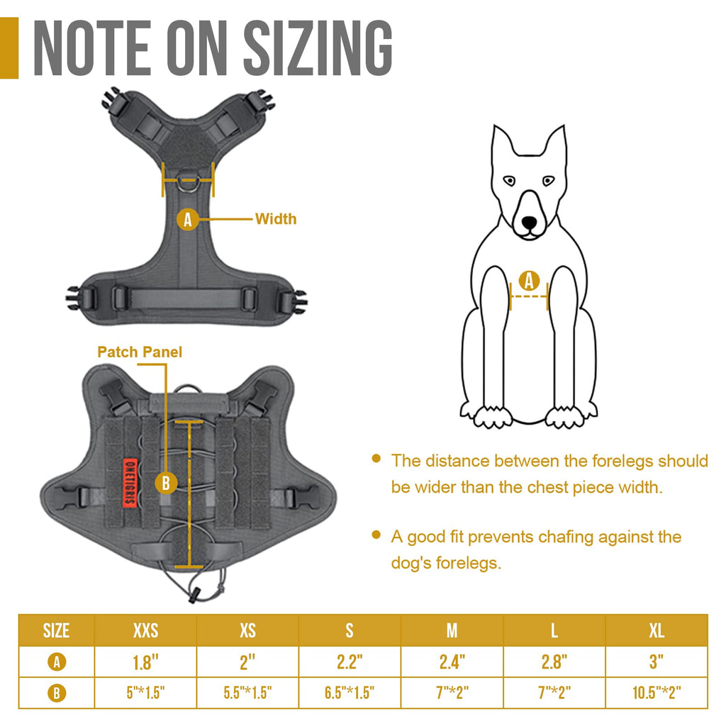 OneTigris Tactical Dog Harness Vest No-Pull Service Dog Vest  Multiple Colors XXS-XL