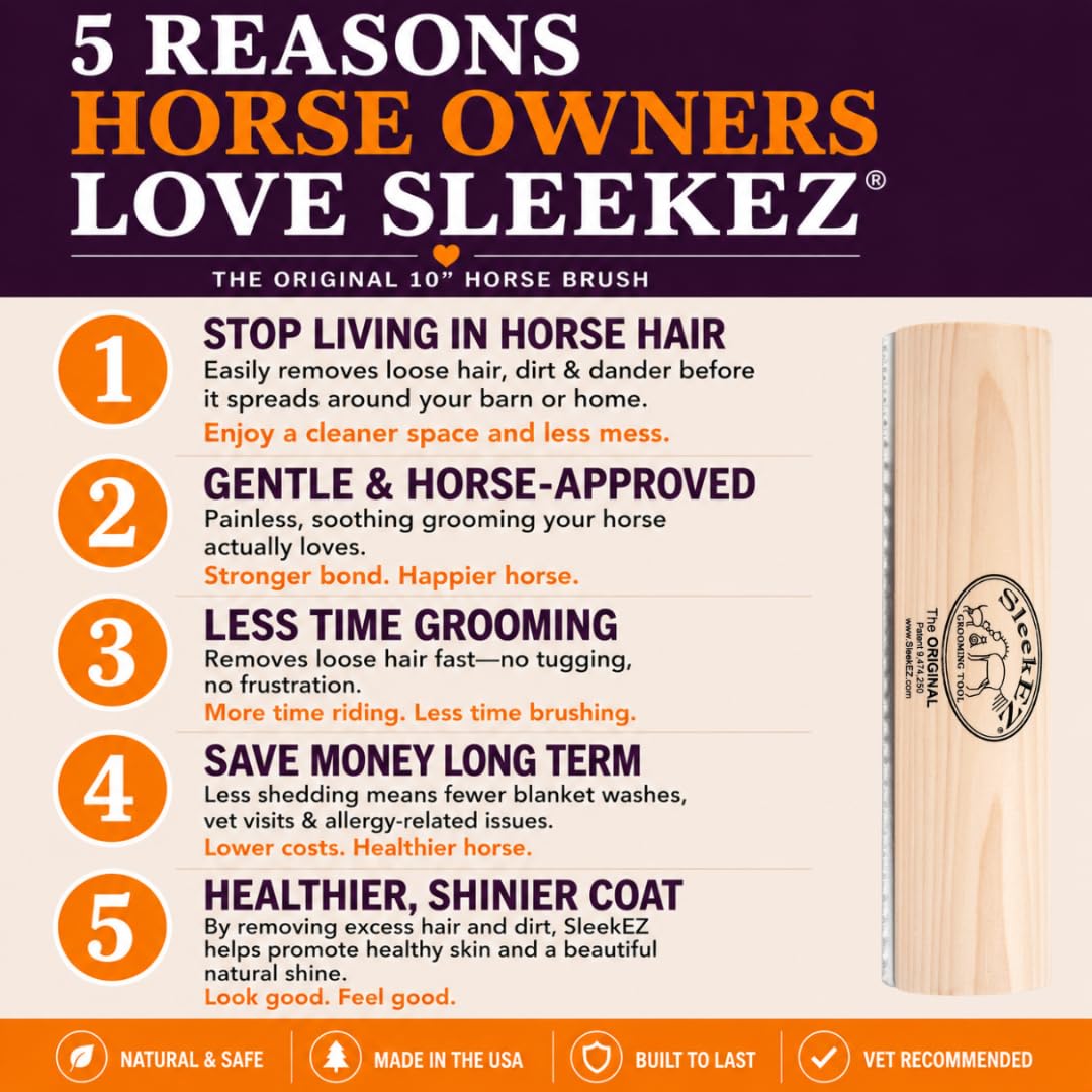 SleekEZ Grooming Brush for Shedding Patented Deshedding for Dog, Cats and Horses - Bellhaven & Co.