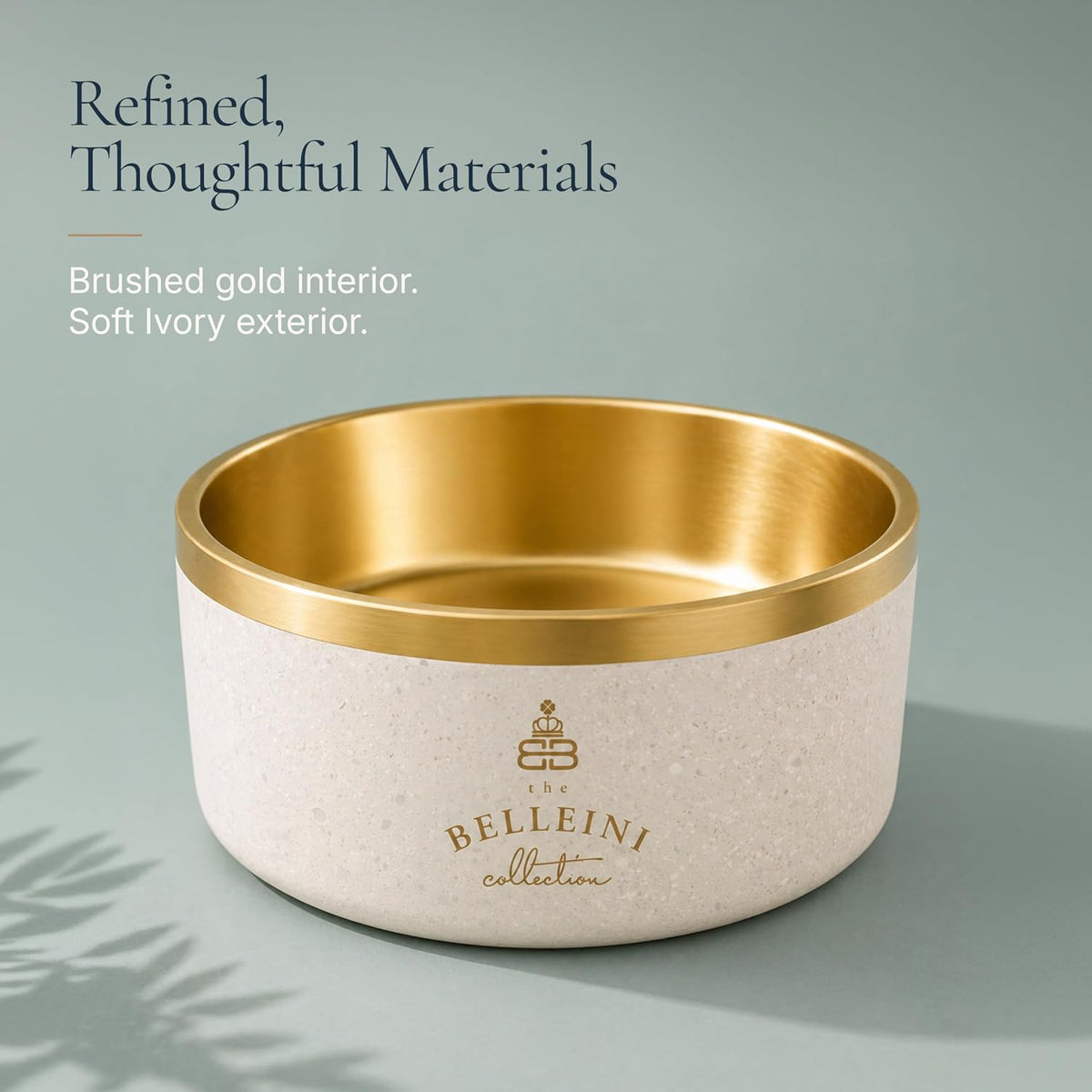 Belleini Brushed Gold & Ivory Terrazzo Dog Bowl - Bellhaven & Co.
