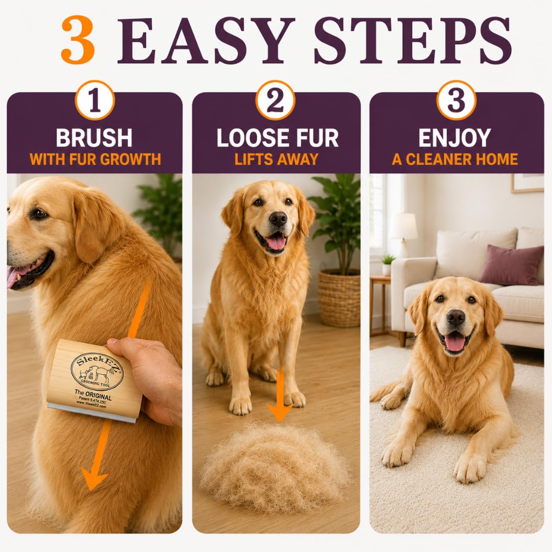 SleekEZ Grooming Brush for Shedding Patented Deshedding for Dog, Cats and Horses - Bellhaven & Co.