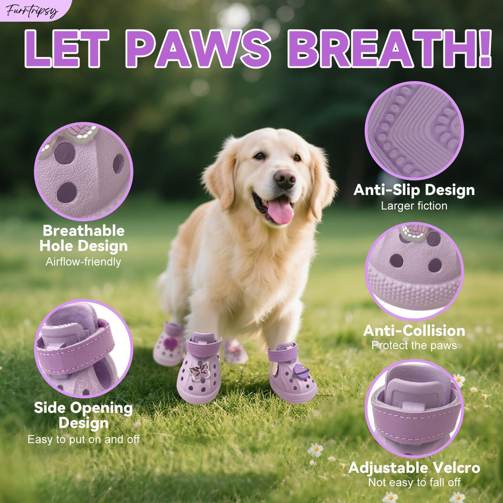 Furrtripsy Dog Shoes Non-Slip Waterproof Sandals Breathable Perforated Boots - Bellhaven & Co.