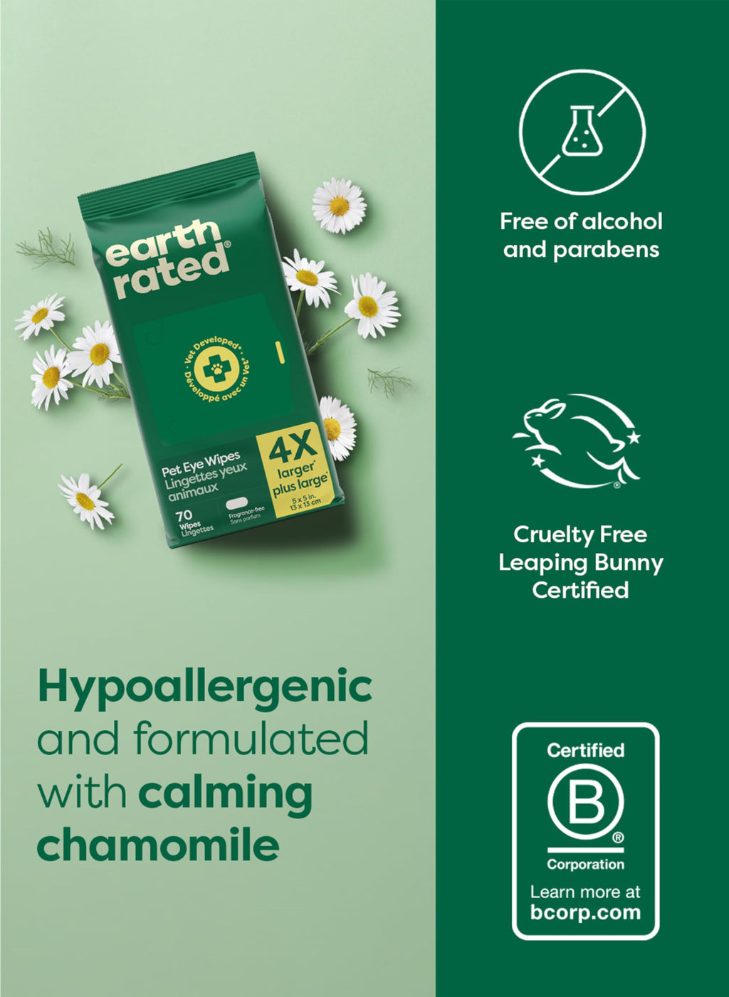 Earth Rated Dog Wipes for Paws & Butt Deodorizing Scented & Unscented, 100ct - Bellhaven & Co.