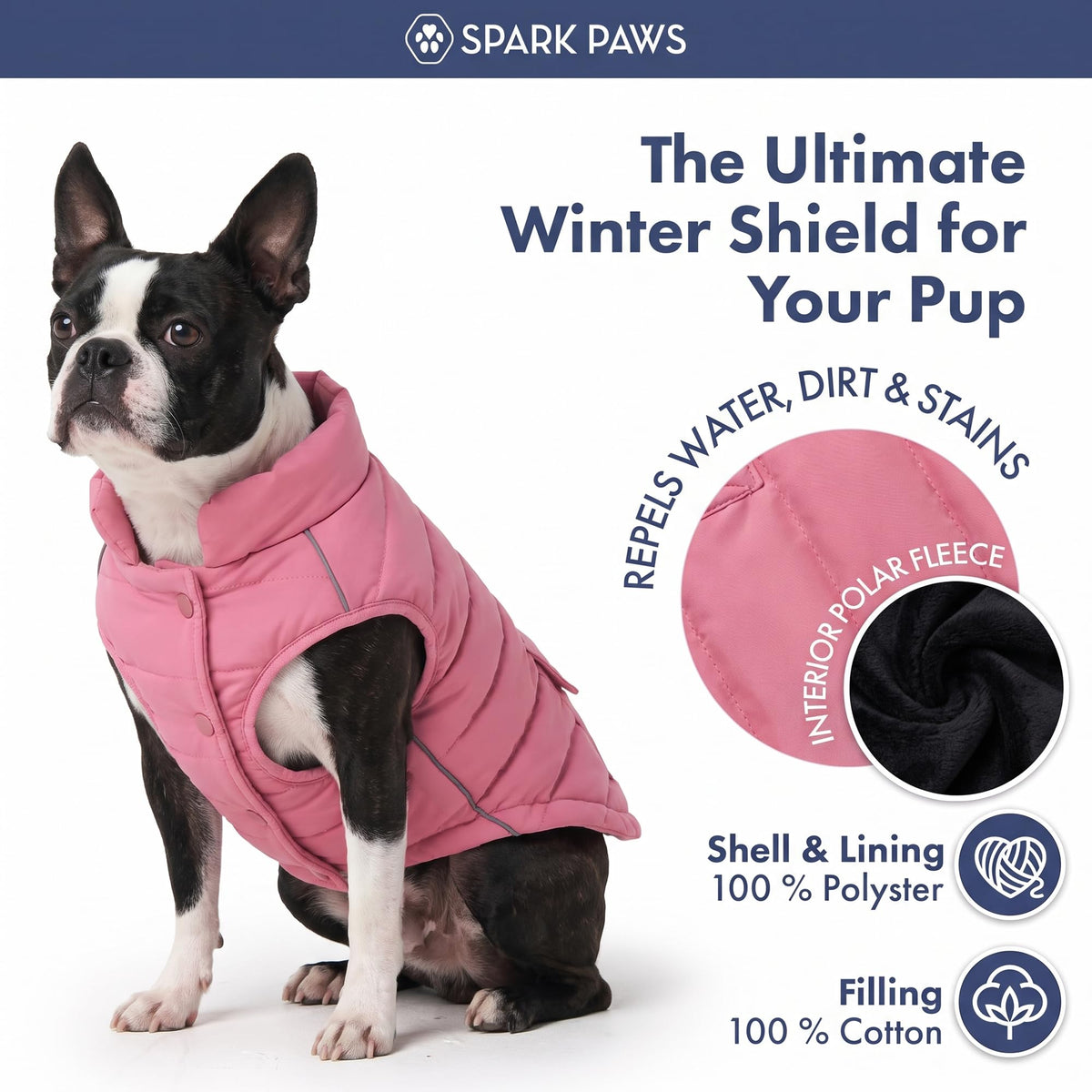 Spark Paws Dog Winter Coat Jacket - Warm Dog Clothes for Small Large Dogs