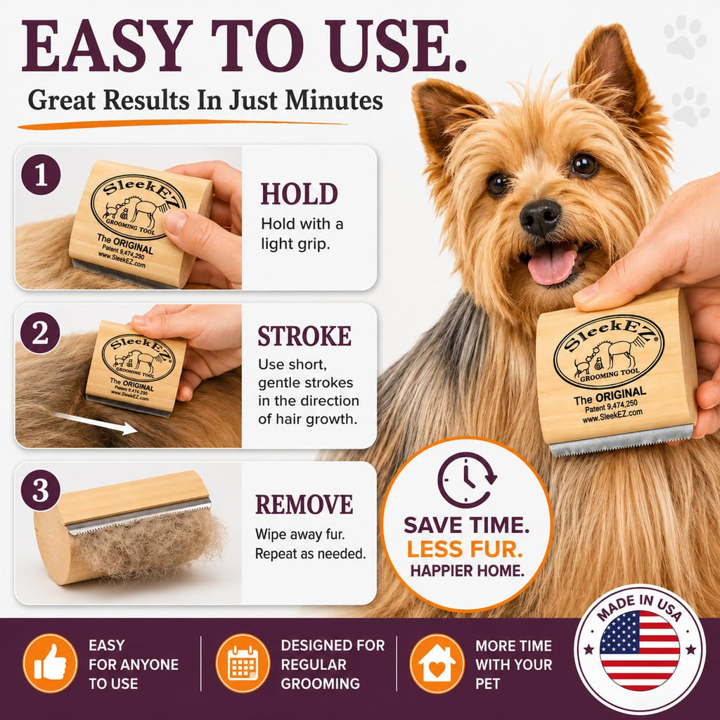 SleekEZ Grooming Brush for Shedding Patented Deshedding for Dog, Cats and Horses - Bellhaven & Co.