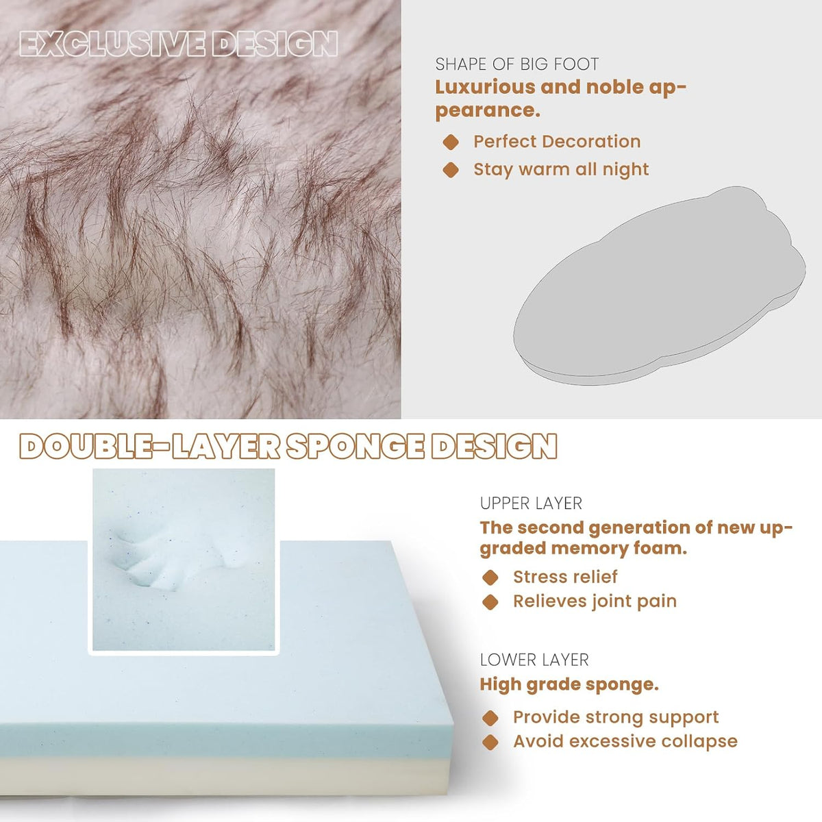 Luxury Faux Fur Dog Bed 6-inch Thick Grade Ultra Soft Orthopedic Memory Foam - Bellhaven & Co.