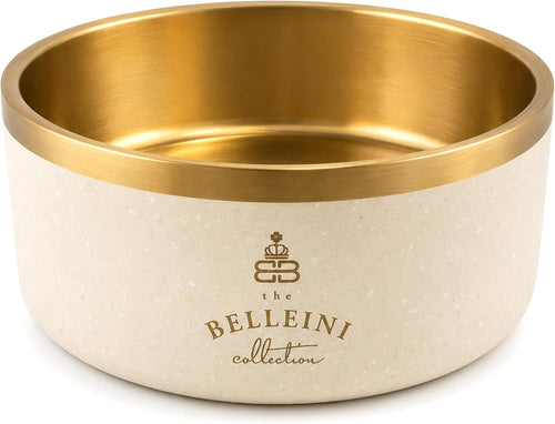 Belleini Brushed Gold & Ivory Terrazzo Dog Bowl - Bellhaven & Co.