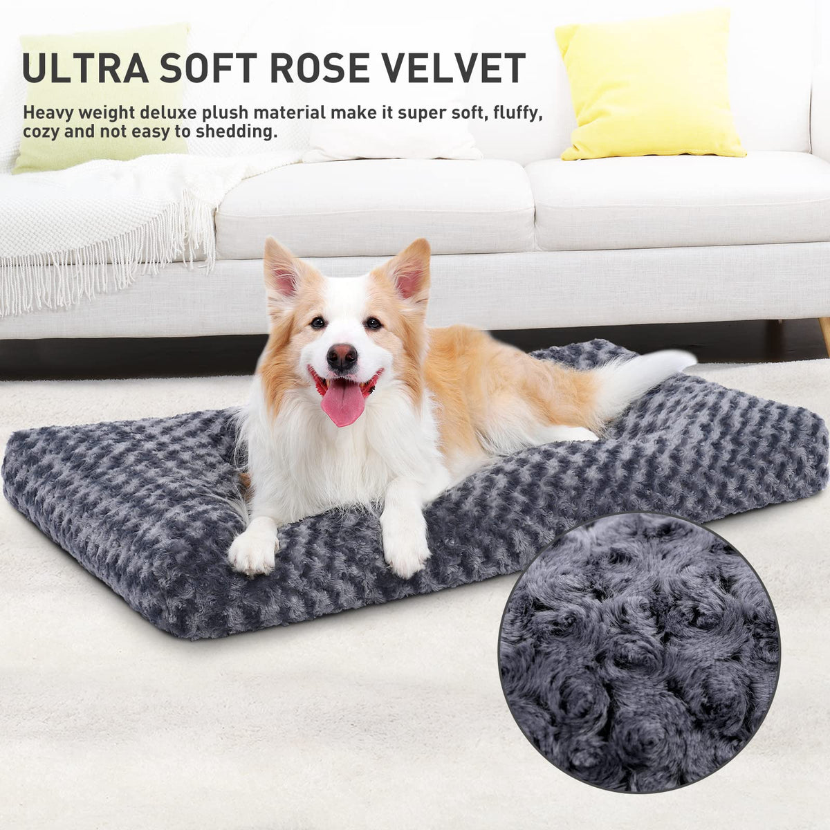 Washable Dog Bed Small to Large Size Dog Crate Bed Plush Pet Bed - Bellhaven & Co.