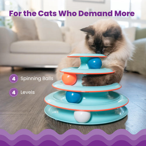 Catstages Tower of Tracks Cat Toy 3-Level Track Tower with 6 Balls Interactive - Bellhaven & Co.