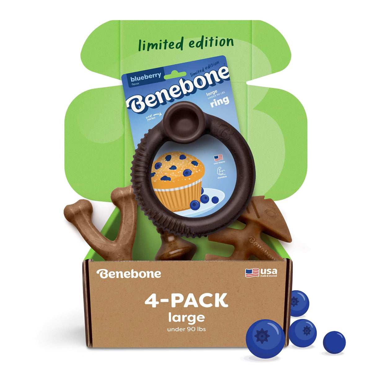 Benebone Medium 4-Pack Dog Toys for Aggressive Chewers - Bellhaven & Co.