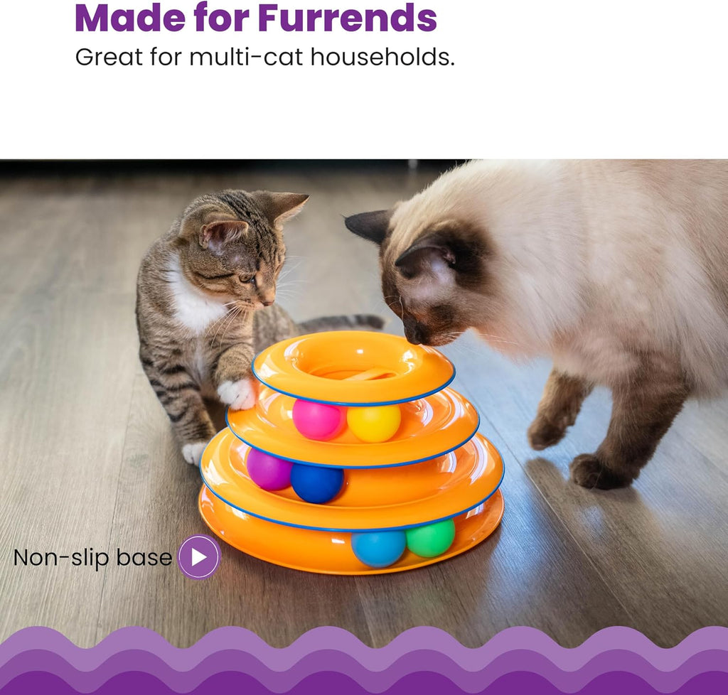 Catstages Tower of Tracks Cat Toy 3-Level Track Tower with 6 Balls Interactive - Bellhaven & Co.