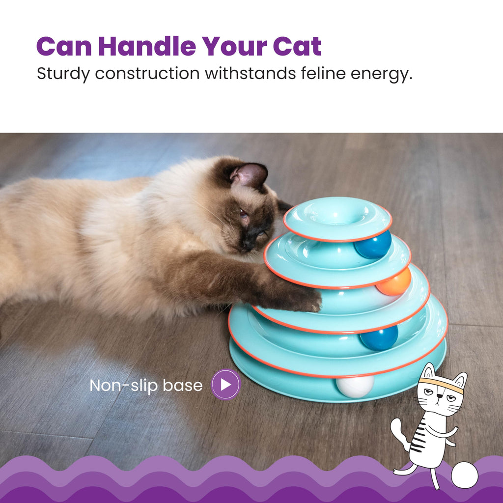 Catstages Tower of Tracks Cat Toy 3-Level Track Tower with 6 Balls Interactive - Bellhaven & Co.