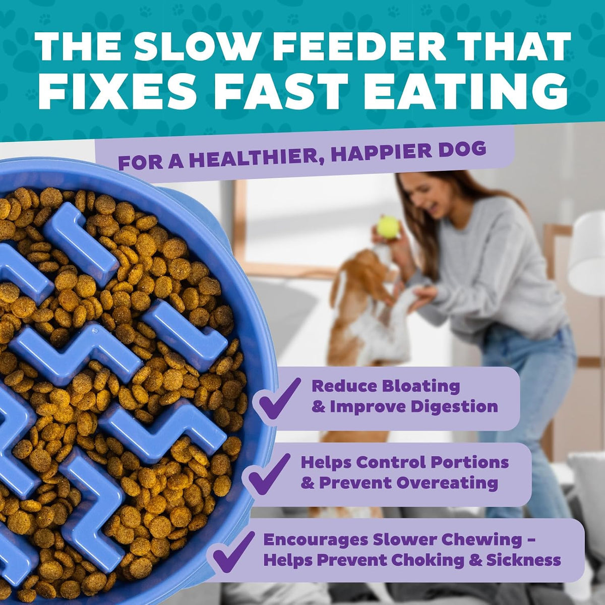 Outward Hound Fun Feeder Slow Feeding Bowl Non Slip for Dogs and Cats - Bellhaven & Co.
